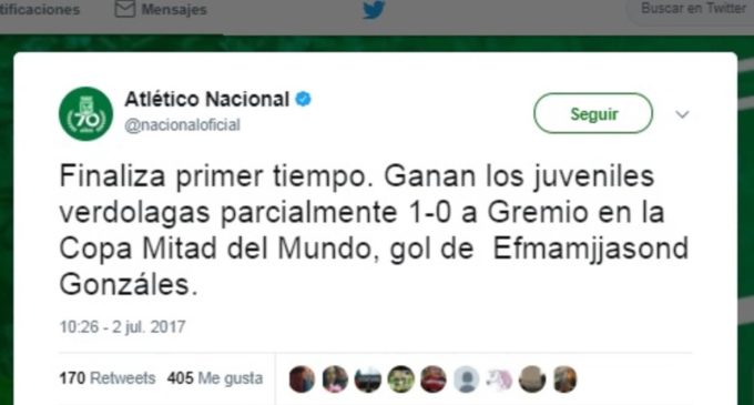 Jugador de Atlético Nacional de Colombia tiene nombre con las iniciales de todos los meses del año