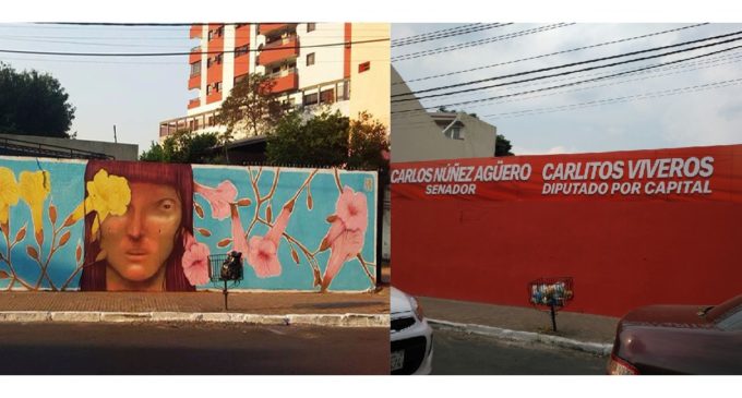 Carlitos Viveros dice que no viola Código Electoral “porque el mural está en propiedad privada”