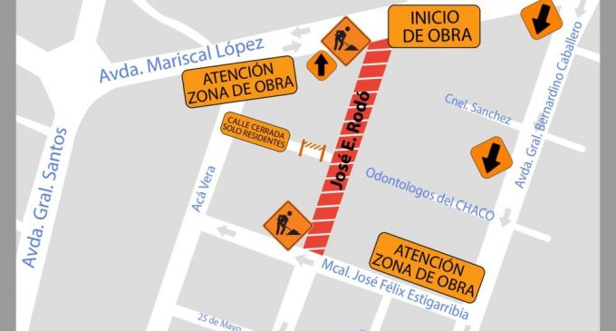 Mañana habrá desvíos en zona de Mariscal López por obras