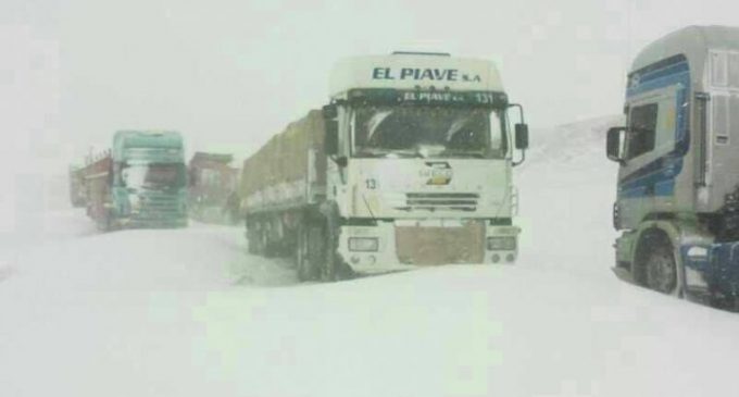 Decenas de camioneros paraguayos están varados por tormenta de nieve en frontera entre Chile y Argentina